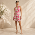 Women’s Red Floral Printed Halter Neck Jumpsuit Sleeveless Backless Tie-Up Wide Leg Casual Summer Outfit for Women Playsuit