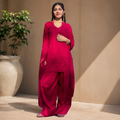 Women’s Red Farsi Suit Set with Dupatta | Ethnic Kurta Palazzo (Farsi Salwar) Set