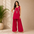 Red Ethnic Farshi Salwar Set with Mirror Work | Wedding and Festive outfits